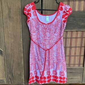 Vintage Free people Red lilac Patterned Dress